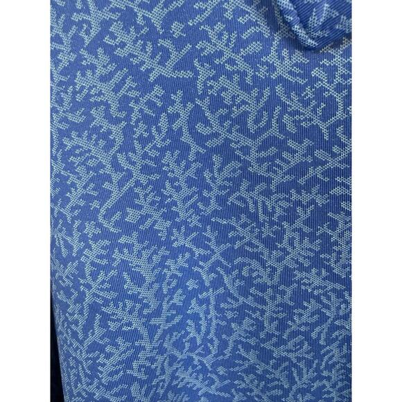 Peter Millar Crown Sport Coral Jacquard Knit Golf Polo Shirt Blue Medium - Picture 2 of 8